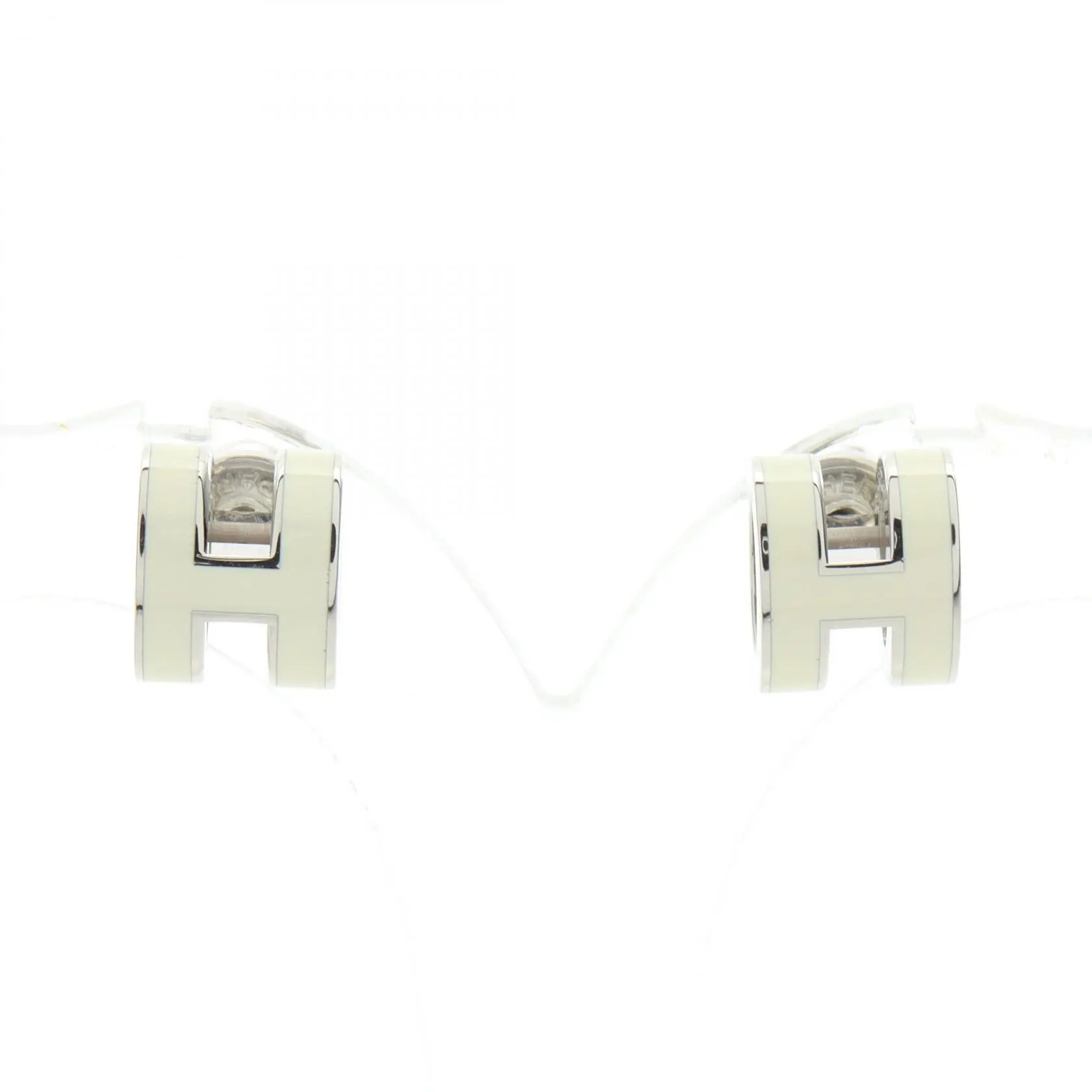 Pre-owned HERMÈS Stainless Small Leather Goods Hermes MINI POP H Earrings