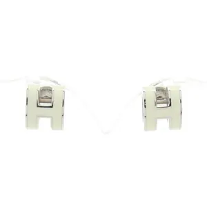 Pre-owned HERMÈS Stainless Small Leather Goods Hermes MINI POP H Earrings