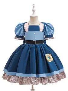 Cartoon Cosplay Costume Fancy Carnival Party Holiday Kids Clothes Princess Girls Print Bow Ball Gown Children Cocktail Dress for all Season 4 to 8 Years
