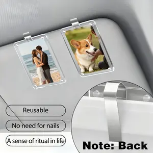 Summer Vibes – Magnetic Car Sun Visor Photo Clips – Clear Acrylic Display Frames for Family Pet Photos, Easy Clip Vehicle Accessories, Birthday Car Gift for Drivers, Car Accessories