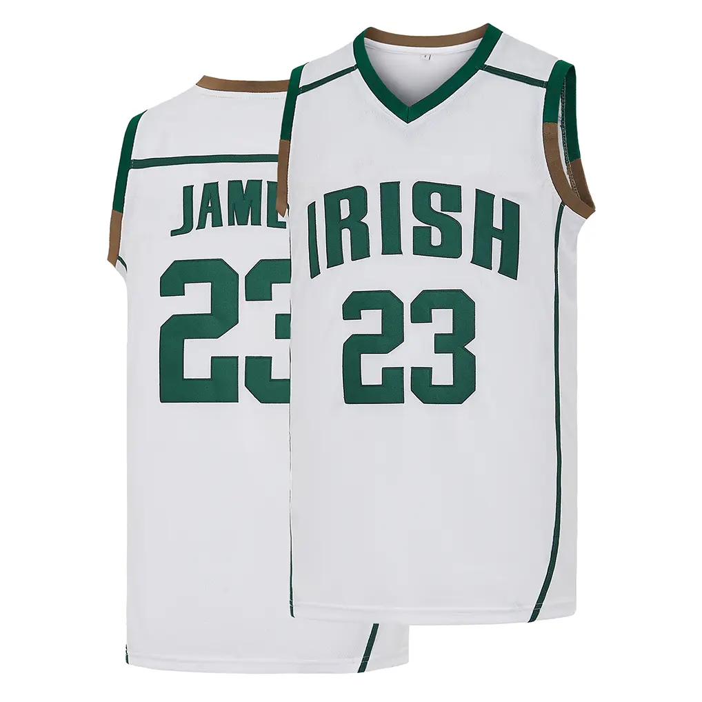 Men's #23 Irish James Polyester Basketball Jersey - St. Vincent and Saint Mary's High School Ohio Auction, Full Embroidery, Relaxed Fit Male Casual Sports Tank Top, True-To-Size
