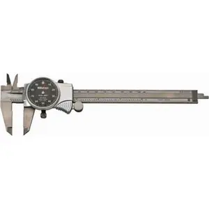 Mitutoyo Precision Measuring Dial Caliper - 6in Range, 0.001in Graduation, 0.1in per Revolution, 1-9/16in Jaw Length, Black Face, Model 505-742-56J