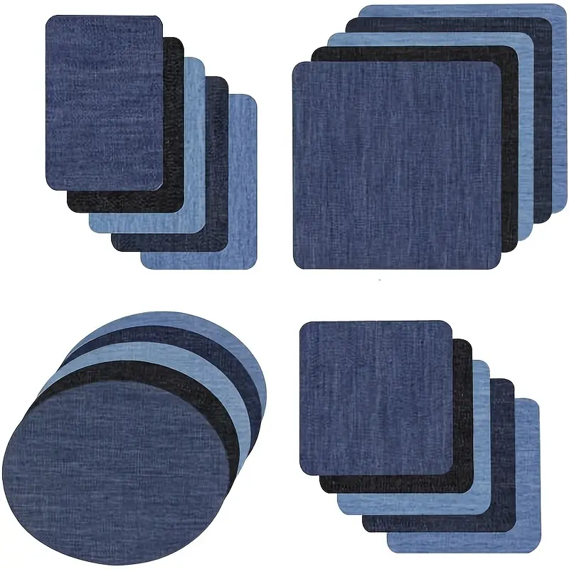 20counts Vibrant Iron-On Repair Patches Assortment - DIY Sew-On Fabric Patches for Denim Jeans, Jackets, Backpacks, and Hats Repair - Bright Steel Blue, Deep Sky Blue, Lake Blue, Sky Blue, and Vibrant Blue Colors