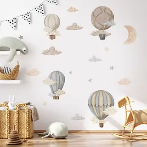 Cartoon Wallpaper for Kids Room, Nursery Decor with Starry Cloud Wall Stickers, Decorative Wall Sticker, Pack of 2 for Room Beautification