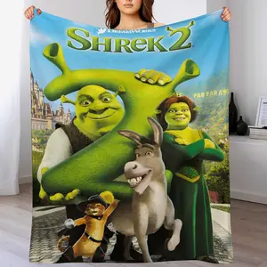Anime Shrek Flannel Blanket for Adults - Ultra Soft, Anti-Shrink & Wrinkle-Resistant | Quick-Dry, Machine Washable Cozy Throw | Cartoon Design Home Decor Gift