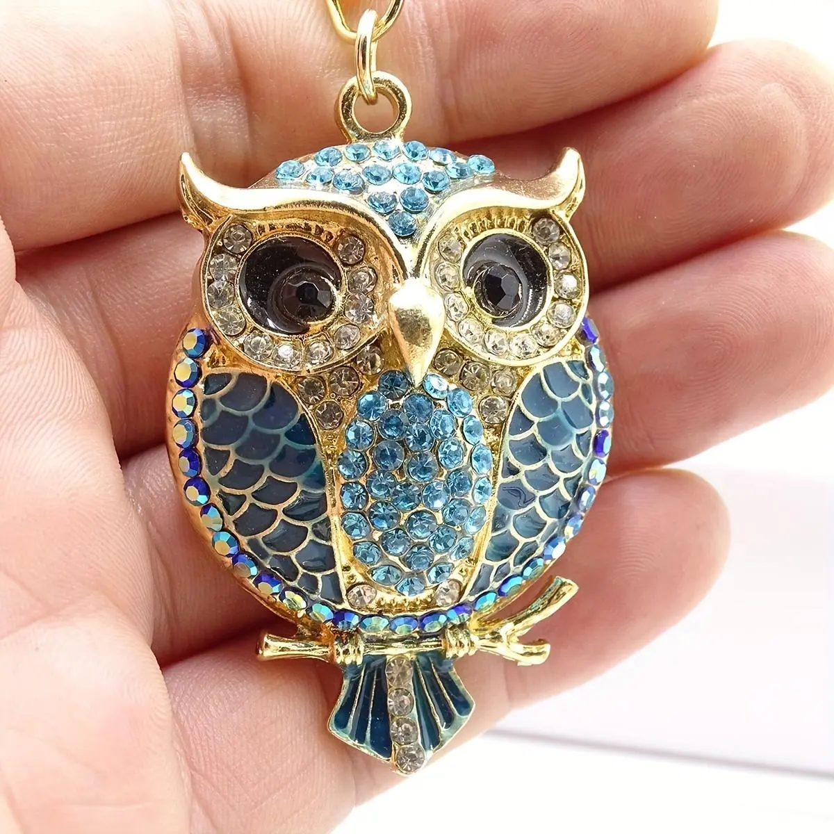 Stylish Women's Handbag Pendant Holiday Gift Car Key Decoration Accessories Three-dimensional Alloy Rhinestone Enamel Craft Cute Owl Keychain