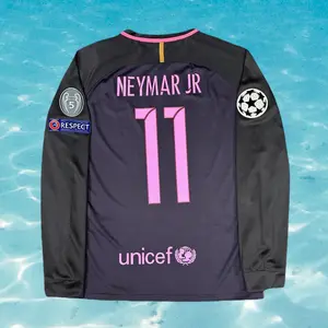 16 17 Away Retro No.11 Neymar Long Sleeve Soccer Jersey