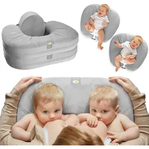 Nurse & Lounge Pillow (Grey) - Breastfeeding Pillow for Twins or Two Lounge Pillows  8 uses  XS to Plus Size Woman