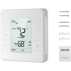 VEVOR 7-Day Programmable Thermostat, Home Thermostats for Heat Pump,Air Conditioner,Underfloor Heating, LED Screen with Backlight & 1Cool+1Heat,Energy-Efficient,Wide Temp Range,White