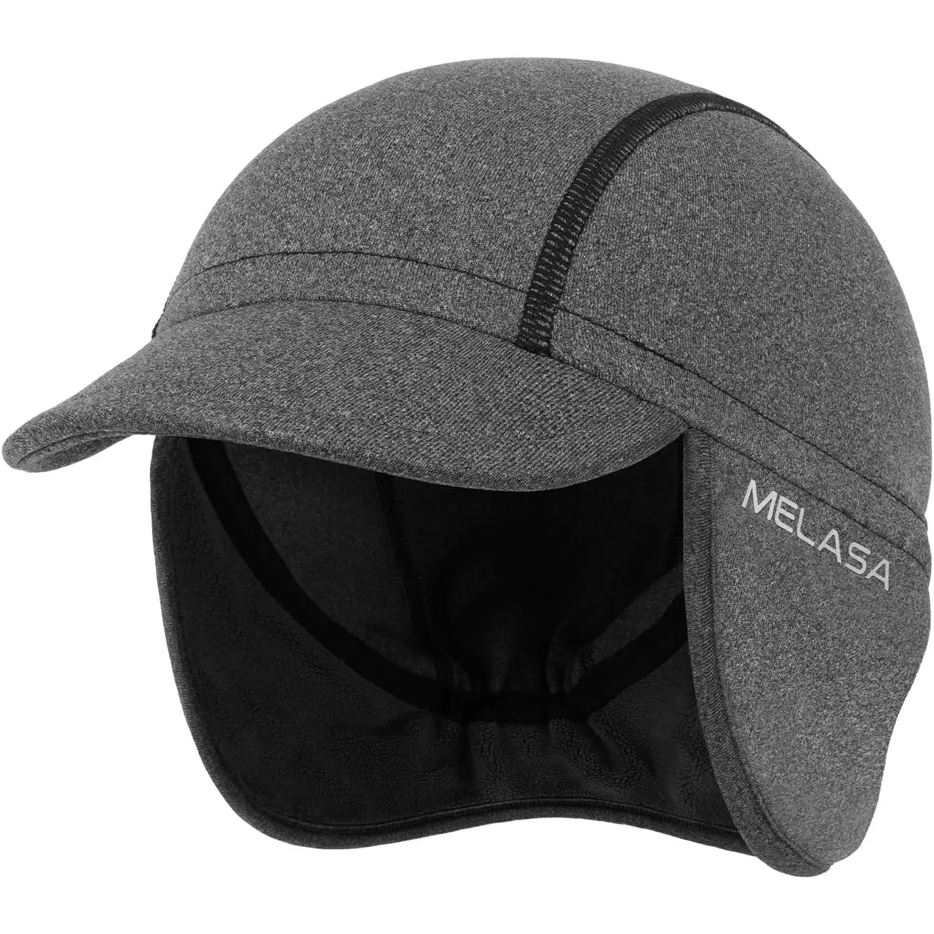 Men's Winter Fleece Skull Cap with Sun Visor, Ear Warmer Helmet Liner for Adults Biking & Running Outdoor Sports, Sports Outdoor Hats, Elastic Bands