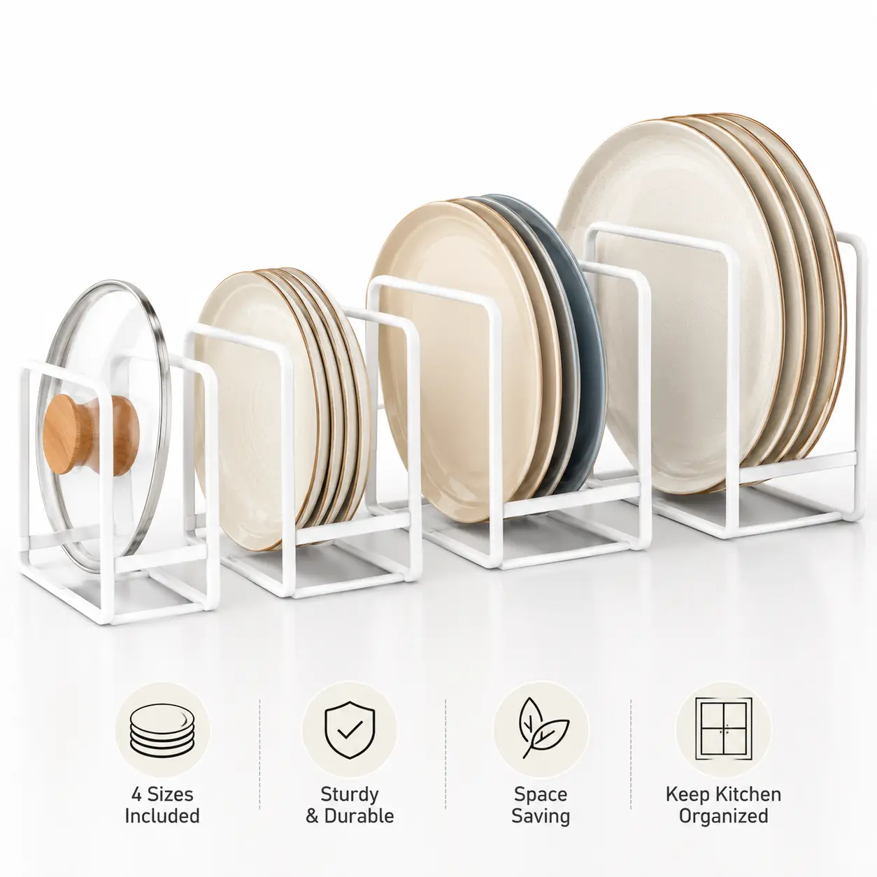 Sturdy Durable Dish Rack with 4 Sizes, Space-Saving Home Organizer for Kitchen Organization, Drainage Storage Holder