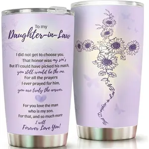 20oz Stainless Steel Insulated Portable Travel Tumbler with Lid, Mother-in-Law’s Meaningful Gift for Daughter-in-Law, Mother’s Day/Birthday Gift Option