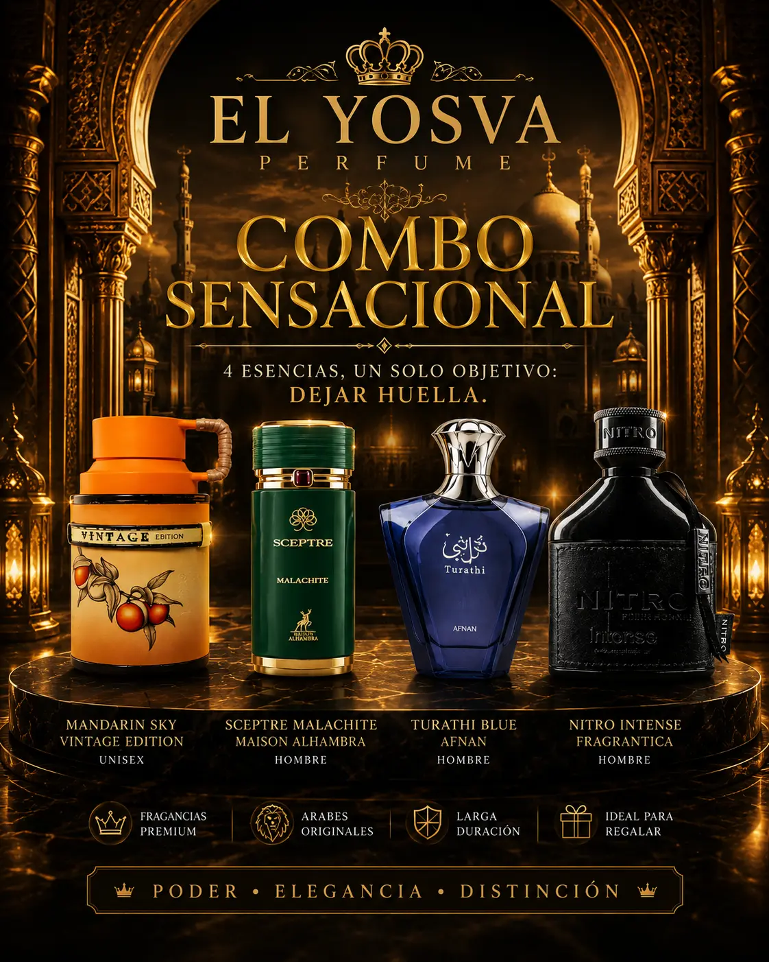 Yosvas Bundle | Dumont Paris Nitro Intense + Afnan Turathi + Maison Alhambra Sceptre Malachite + Odyssey | Mandarin Sky Vintage Edition | Mens Fragrance | 100ML - 3.4Oz | Eau De Parfum | Pineapple- Black Currant, and Plum