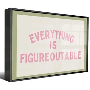 Canvas Poster Inspirational Quote Wall Art Print, Pastel Typography Canvas Painting, Simple Sage & Pink Office Decor, Perfect Gift for Entrepreneurs, Everything is Figureoutable, Modern Aesthetic Design, Optional  Frame