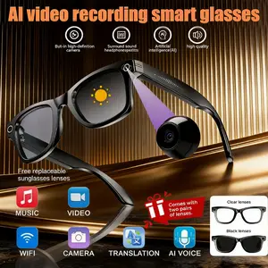 AI Smart Glasses with 1080P HD Video Camera (Sony 8MP Lens). Bluetooth 5.4 Open Ear Audio, Dual-Mic ENC, ChatGPT Voice Assistant & 3-in-1 Live Translator. IP68 Waterproof Tech Eyewear. (Available in Clear Lens & UV Sunglasses)