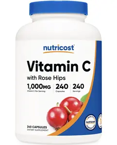 Nutricost Vitamin C with Rose Hips 1025mg 240 Capsules - 1000mg Vitamin C & 25mg Rose Hips Non-GMO Gluten-Free Supplement for Immune Support & Skin Health - Healthcare Healthcare Edible Dietary