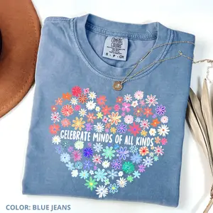 Comfort Colors Vintage Celebrate Minds Of All Kinds T-shirts, Neurodiversity T-shirt, Autism Awareness Tee, Special Education Teacher Gift Her