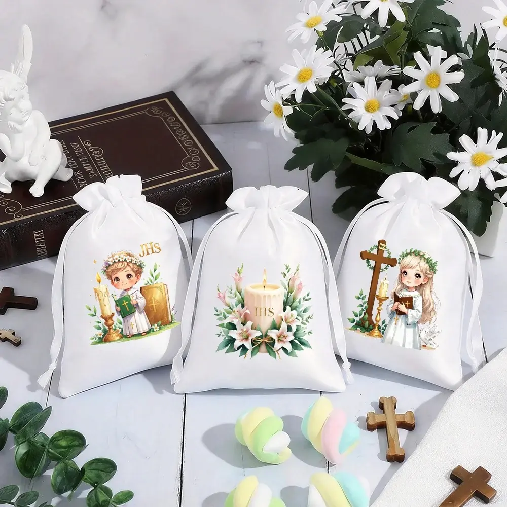 5Pcs 5x7in First Holy Communion Prayer Gift Bags for Religious Ceremony Favors Thank You  Family Friends Guests Gift Party Decor, Gift Decoration Party Favor Packs