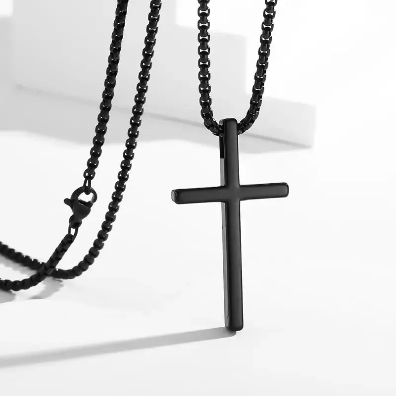 Minimalist Cross Necklace - Black Costume Jewelry, Religion Reminder, Inspiration Piece for Everlasting Life Cross Crucifix Fashion Accessory