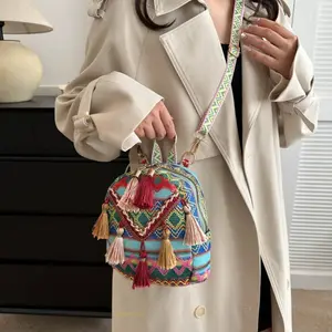 2026 New Arrival Lightweight Women's Backpack, Ethnic Style Tassel Crossbody Bag, Stylish Versatile Small Daypack for Travel and Outings