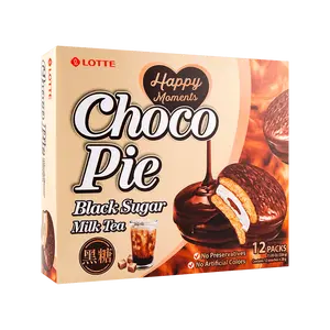 LOTTE Choco Pie | Black Sugar Milk Tea Flavor | 12 Packs