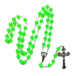 Glow in Dark Rosary Beads Luminous Noctilucent for Cross Necklace Catholicism Religious Jewelry Prayer Gift Women Men