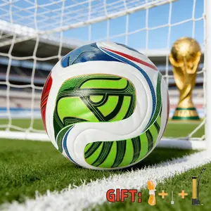 2026 US-Canada-Mexico World Cup High-Grade Seamless Craft Size 5 Soccer Ball, PU Material with Cladded Rubber Bladder, Anti-Slip Design, for Training and Match Use, Durable and Wear-Resistant, Ideal for Football Enthusiasts, Collection and Gifting
