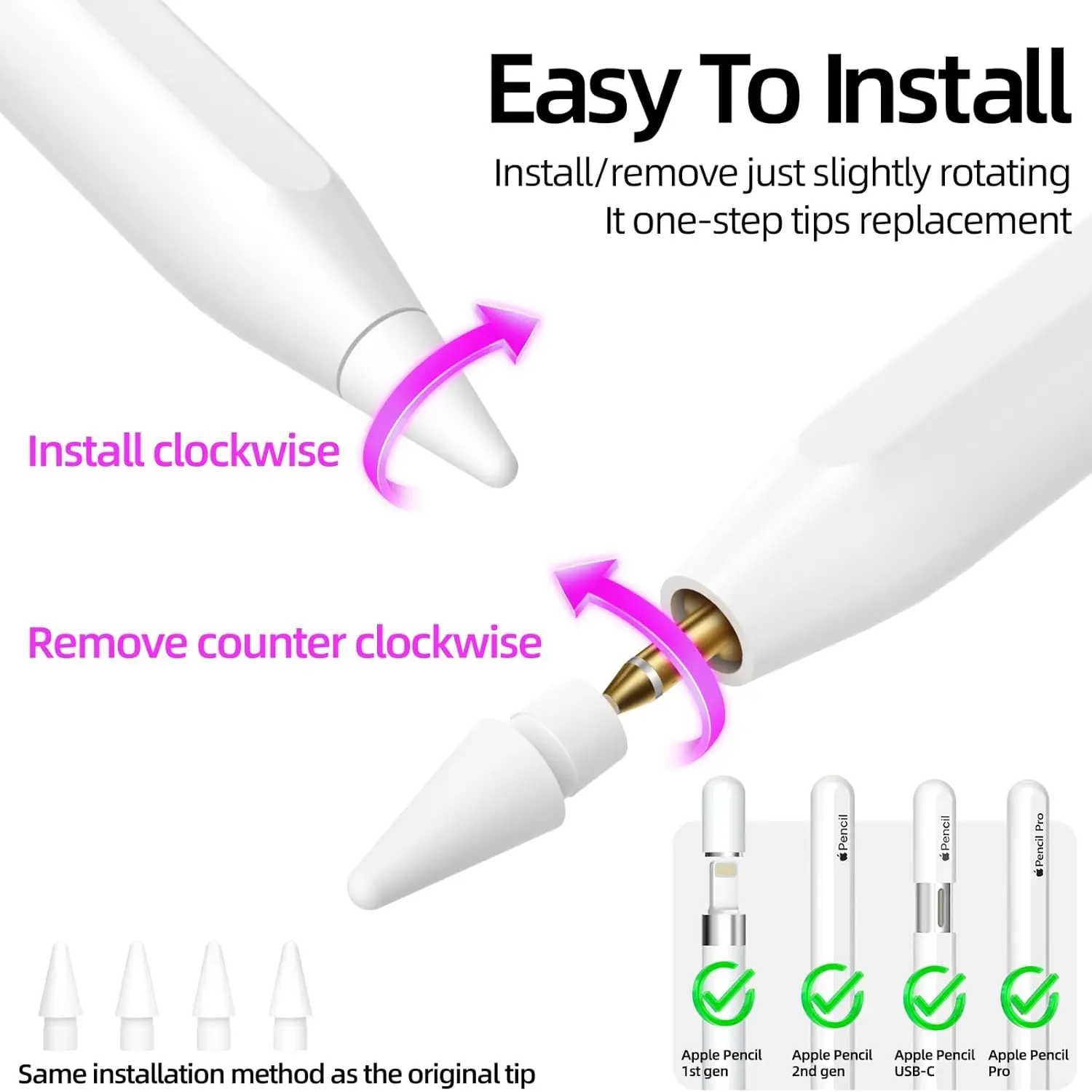 Original Replacement Nib Tips for Apple Pencil 1/2/pro, USB-C