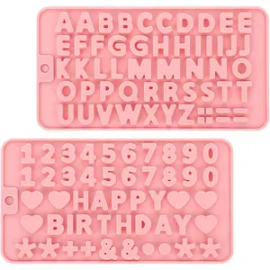 2 Pcs Silicone Letter Number Alphabet Molds Non-Stick Chocolate Candy Molds for Happy Birthday Cake Decorations Baking Party