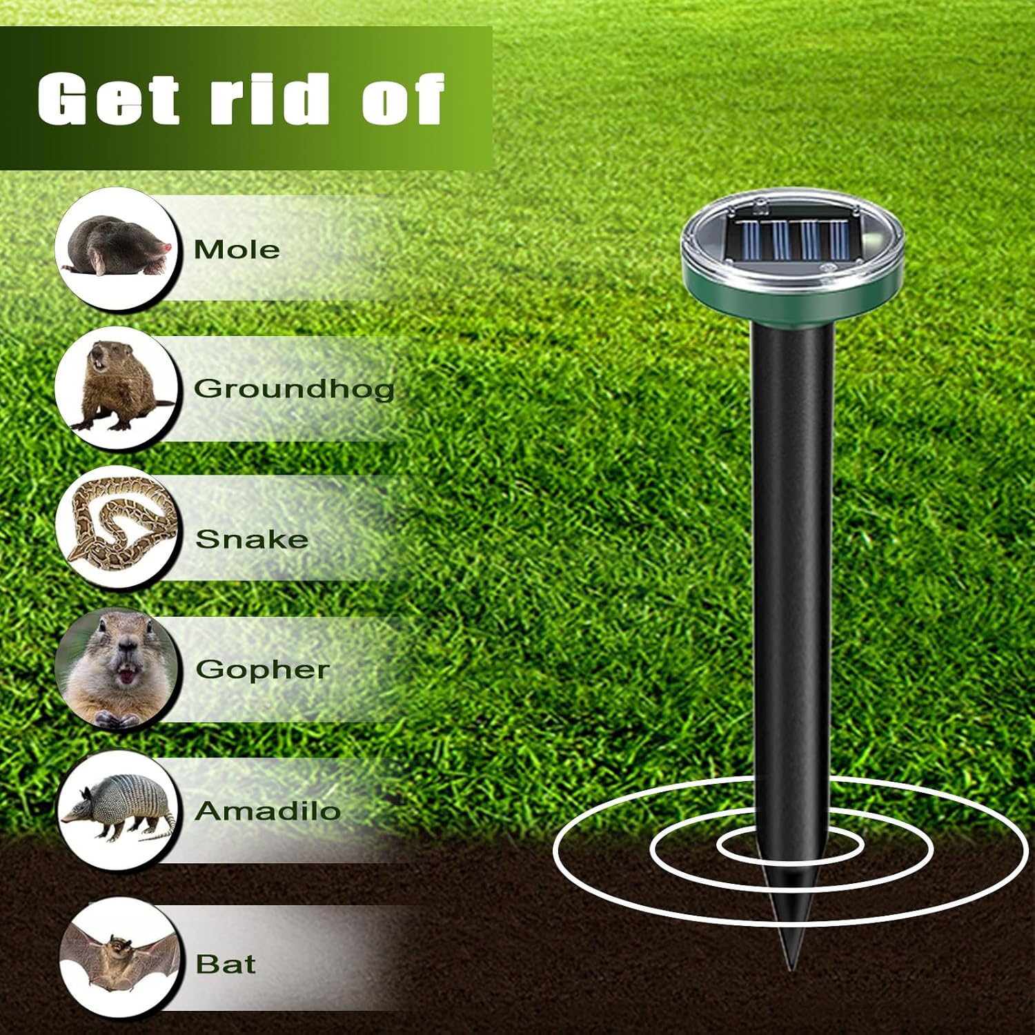 10 Pack Mole Repellent Solar Powered Ultrasonic Snake Repellent Sonic Gopher Deterrent Spikes Waterproof Outdoor Pest Repeller for Lawn Garden & Yard 10 Pack Mole Repellent Solar Powered Ultrasonic Snake Repellent Sonic Gopher Deterrent Spikes Waterproof Outdoor Pest Repeller for Lawn Garden & Yard