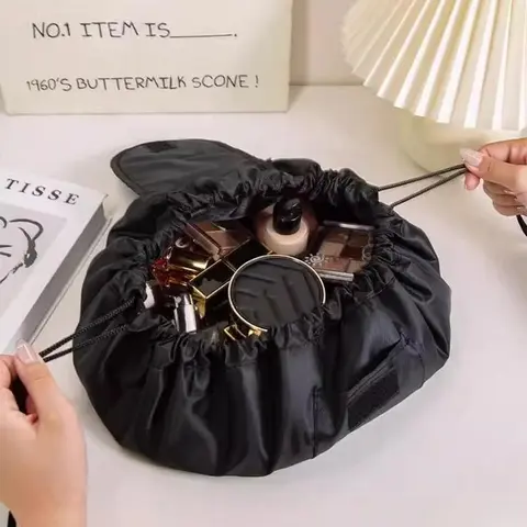 Portable Makeup Bag, Cosmetics Bag, Makeup Organizer Pouch, Large Capacity Drawstring Travel Toiletry Pouch, Stylish and Easy To Use Storage Solution