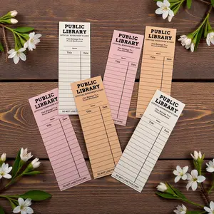 Set of 3 Bookmarks Public Library Official Borrower's Card - Assorted Colors for Easy Identification and Organization - Laminated for Durability