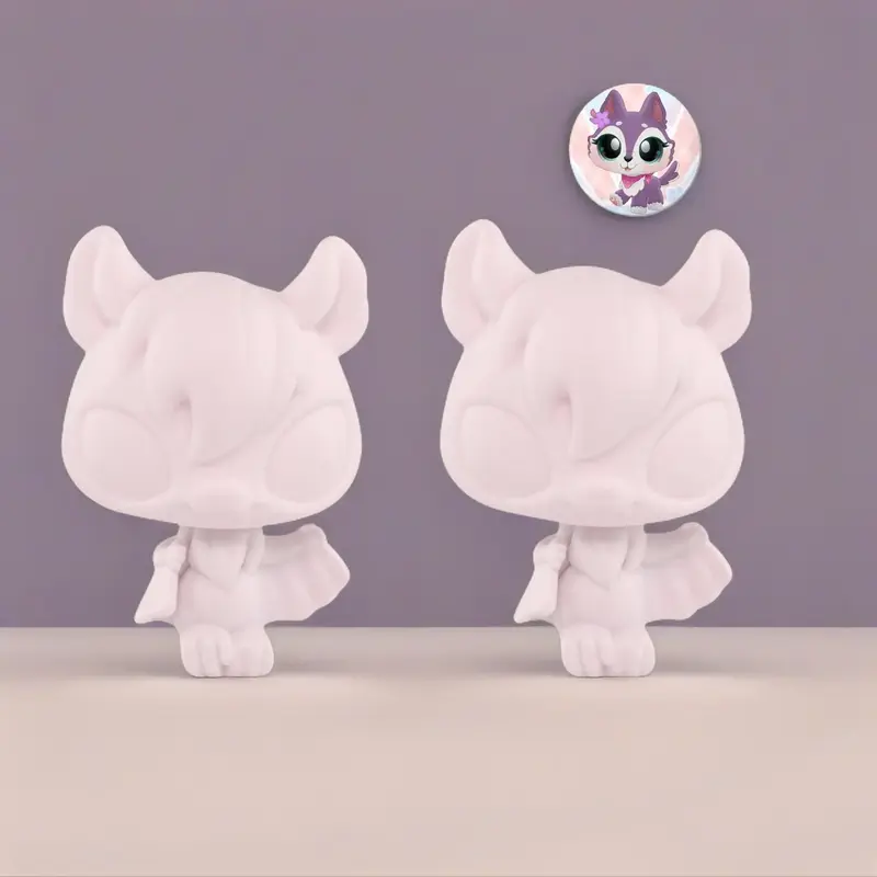 Unisex 2-Pcs Customizable Clean White Base Mini Bat Art Mold Kit - Unpainted Minifigure Animals Painting Toys, Easy Paint Start, Kids’ Christmas Birthday Gift