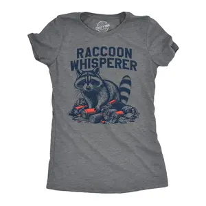 Womens Funny T Shirts Raccoon Whisperer Sarcastic Animal Graphic Tee for Ladies Funny Womens T Shirts Cute Vintage Fashion Casual Ladies T-Shirt Gift Sarcastic Tops for Women Funny Animal Top Women's Novelty Dark Grey