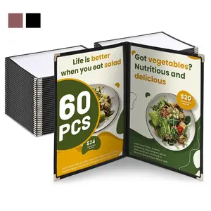 Yescom 60 Pack Restaurant Menu Covers 8.5 x 11inch Book Style 2 Pages 4 Views