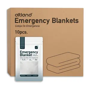 Altland 10 Pack of Emergency Blankets - Individually Packaged Silver Thermal Blankets