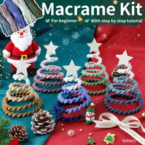 1 Set Best-Selling Half-Knot Wire Christmas Tree DIY Macrame Kit | Bohemian & Xmas Style | 3-Color Gradient Star Topper | Easy Weave | Ornament & Decor | Beginner Guide | Xmas Gift