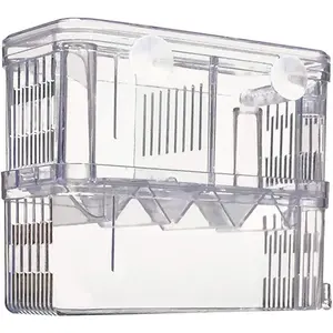in-Tank Aquarium Breeder Box for Small Fish Hatchery, Acrylic Divider for Shrimp, Clownfish, Aggressive & Injured Fish, Can Connect Air Pump (Medium)