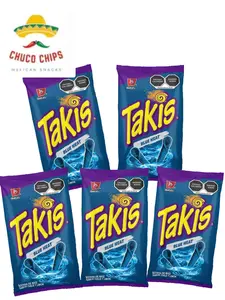 Takis Blue Heat de Barcel ( 5 bags of 65 grams each) Snack Corn Crunchy Crispy Flavor Takis Blue Heat de Barcel ( 5 bags of 65 grams each) Snack Corn Crunchy Crispy Flavor