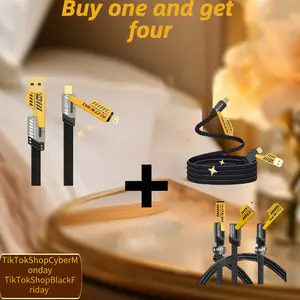 4 pieces-4-in-1 Multi USB Charging Cable 60W Fast Charge 480Mbps Data Transfer USB-C to Lightning for Android & Apple CarPlay 4FT Zinc Alloy Housing TikTokShopCyberMonday Device TikTokShopBlackFriday - Connection