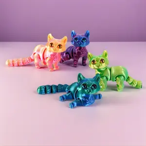 3D Printed Cute Kitten Pet Desktop Ornament Figure Model Toy Gift in Vibrant Colors for Home Decor - Perfect for Adding a Touch of Fun to Your Space