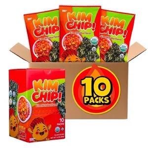 KIMCHIP (10-Pack) Spicy Kimchi Salsa Seaweed Snack – organic, vegan, gluten-free, low-calorie nori chips