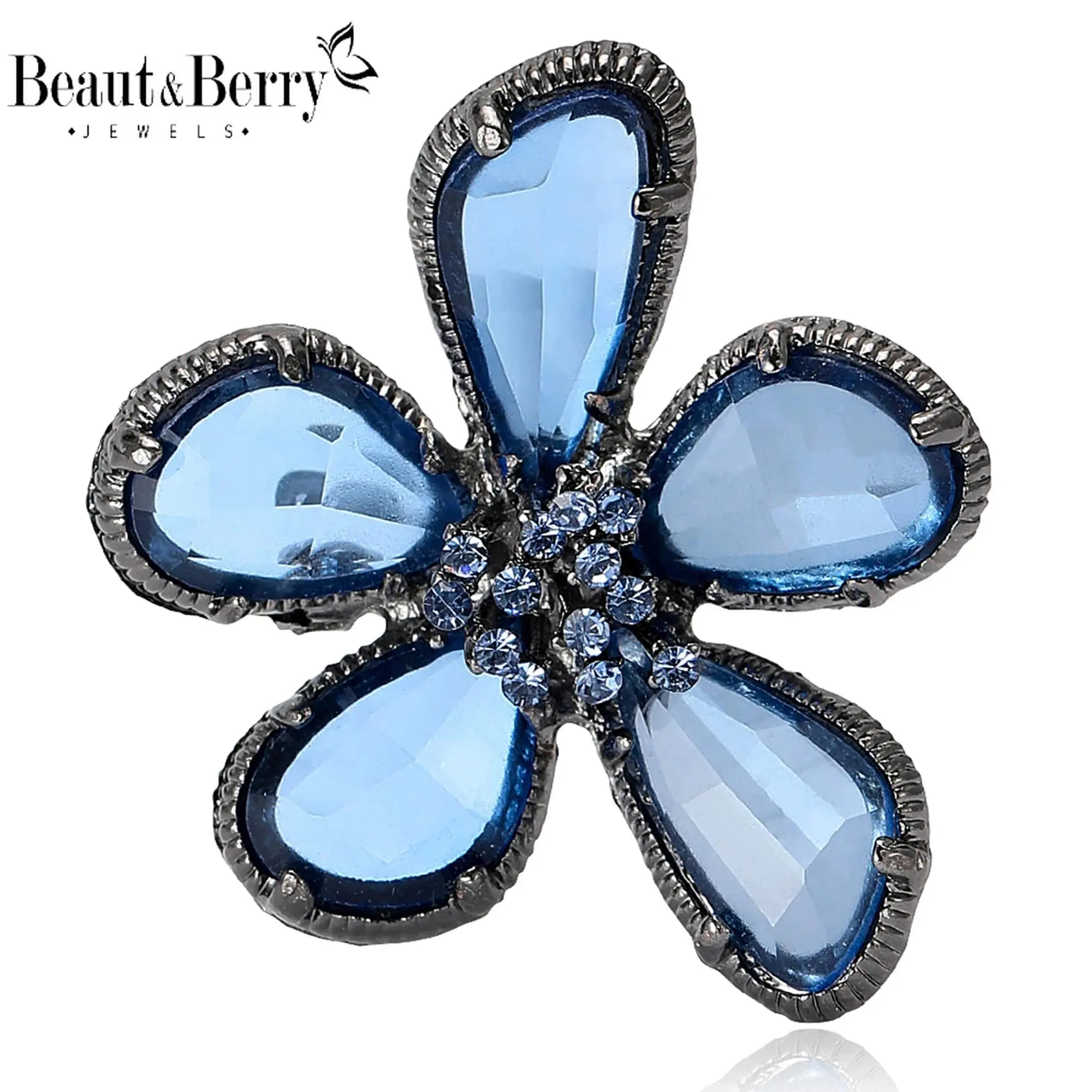 Beaut&Berry Trendy Copper Floral Enamel Acrylic Brooches - Women's Unisex Plant Pins, Casual Party Accessories, Colorful Hues, Party Gifts