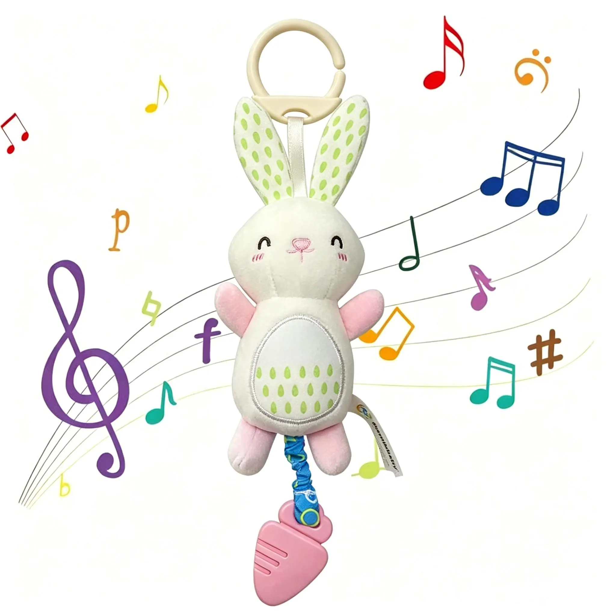 Soft Plush Bunny Hanging Toy,travel soothing toy,fine motor skill toy,car seat  toy,gift
