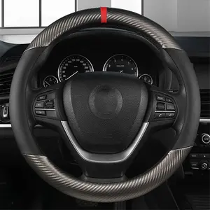 Carbon Fiber Leather Car Steering Wheel Cover, Antislip Automotive Interior Accessory for Chevrolet