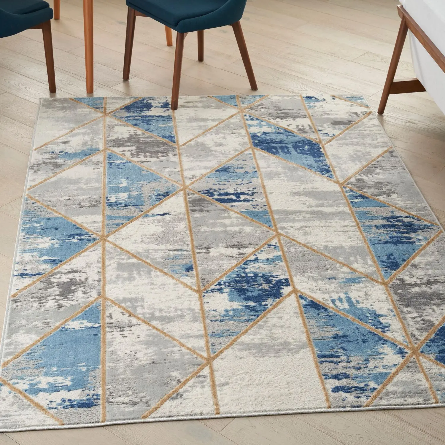 Nourison Elation Machine-Made Marble Geometric Home Decor Rug, Indoor Floor Mat, Household Decorative Rug with Abstract Art Design, Geometric Shapes Area Rugs