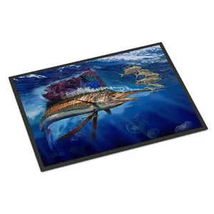 212 MAIN Majesty Sailfish Rubber Mat, 24x36 in. Decorative Area Rug, Indoor-Outdoor Home Bathroom Mat