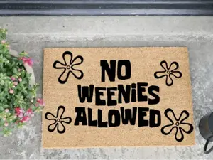 No Weenies Allowed Coir Doormat, Spongebob, Patrick Star, Squarepants, Cute Funny Doormats, Home Decor, Patio Garden, Rugs, Plant Gifts, HouseWarming, Christmas, Birthday, Mother's Day