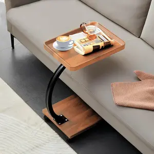 C Table End Table360°Swivel TV Tray Table for Small Spaces Couch Tables That Slide Under C Shaped Side Tables with Wheels for Living Room and Bedroom BedChair Snack Table