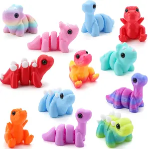 12 Pcs 3D Printed Dinosaur Animals Set Mini Toys Flexible Figurines for Party Favors Birthday Gifts Desk Pets Office Home Decor 1.6 in x 2.5 in Classic Style